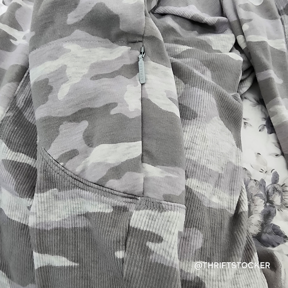 Athleta Gray Camo Print Long Sleeve Dress With Pockets - Picture 9 of 12